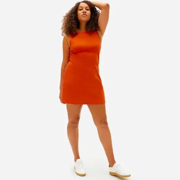 Everlane Orange Cotton Sleeveless Sheath Mini Dress small - Picture 2 of 8